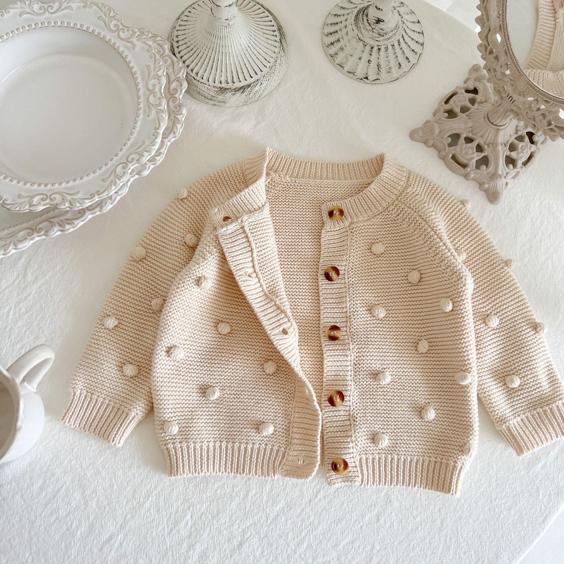 beige caridgan with buttons