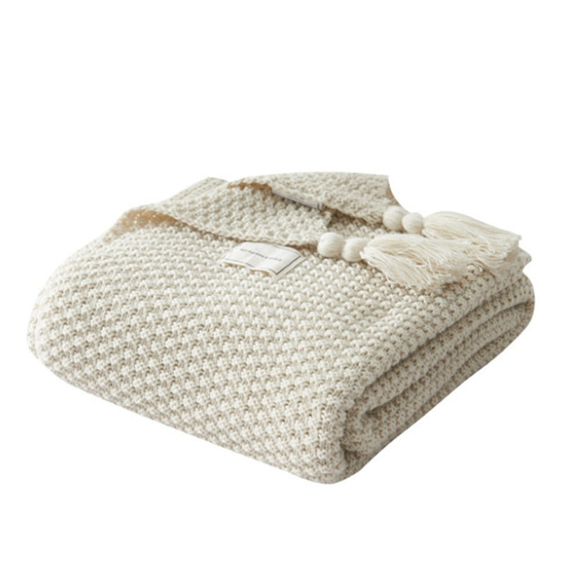 cream chunky knit blanket